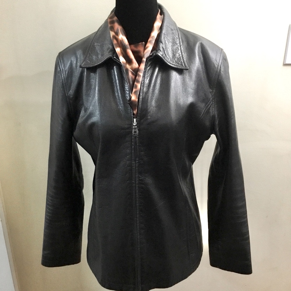 My Weekend Clothes black genuine leather jacket